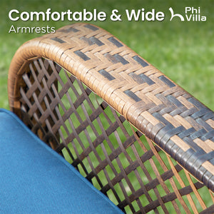 $499 PHI VILLA 3 PC Rattan Swivel Rocking Chairs Outdoor Conversation Set