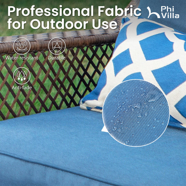 $499 PHI VILLA 3 PC Rattan Swivel Rocking Chairs Outdoor Conversation Set