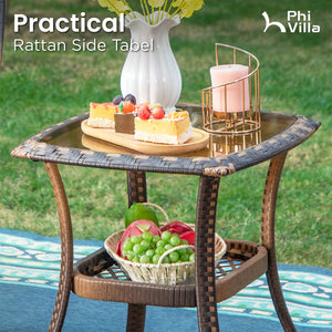 $499 PHI VILLA 3 PC Rattan Swivel Rocking Chairs Outdoor Conversation Set