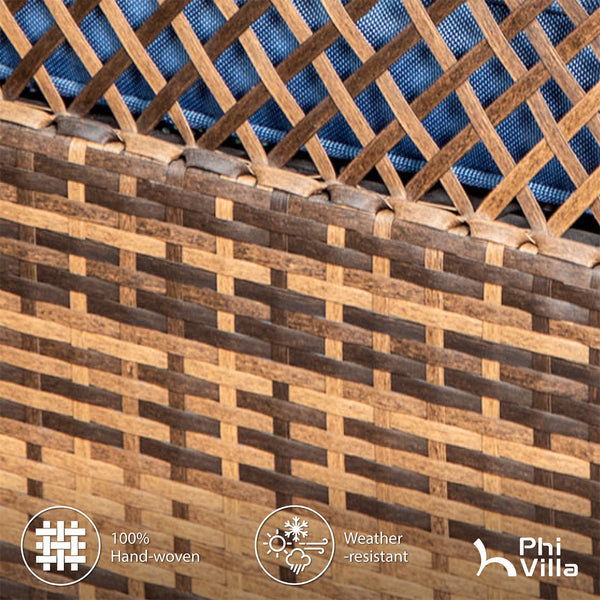 $499 PHI VILLA 3 PC Rattan Swivel Rocking Chairs Outdoor Conversation Set