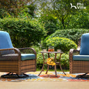 $499 PHI VILLA 3 PC Rattan Swivel Rocking Chairs Outdoor Conversation Set