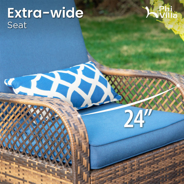 $499 PHI VILLA 3 PC Rattan Swivel Rocking Chairs Outdoor Conversation Set