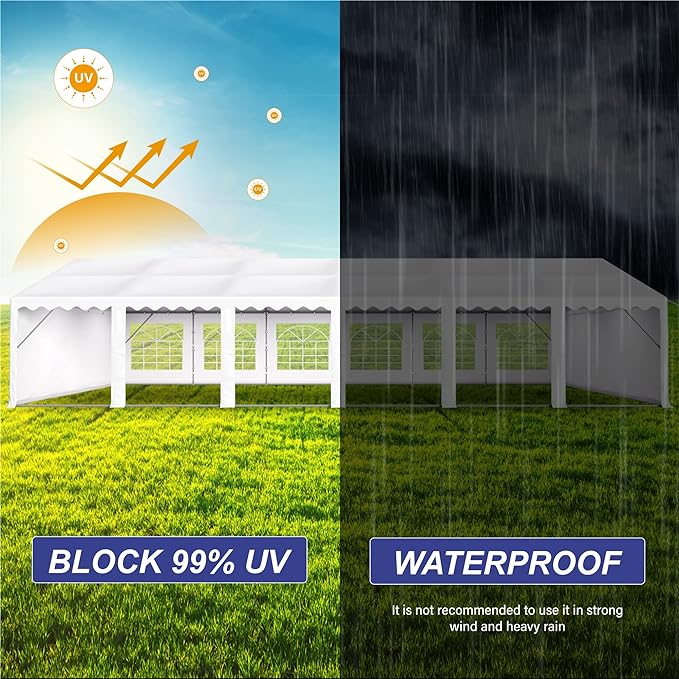 Phi Villa Heavy Duty Party Tent Wedding Event Shelter with Removable Sidewalls