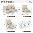 7-Seater Patio Metal All-White Sofa Set with Rattan Edge for Sale