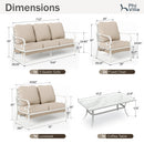 7-Seater Patio Metal All-White Sofa Set with Loveseat for Sale