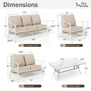 7-Seater Patio Metal All-White Sofa Set with Loveseat for Sale