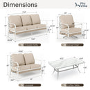 7-Seater Patio Metal All-White Sofa Set with Loveseat for Sale