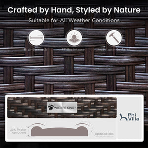 5-Seater Outdoor Metal and Rattan Cocoa Sofa Set wth Fire Pit Table