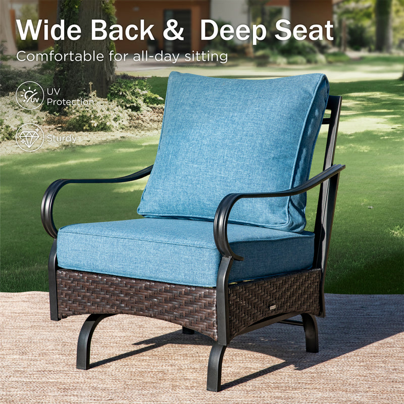 Phi Villa 5-Seater Outdoor Steel & Rattan Sofa Set With Coffee Table