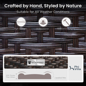 5-Seater Outdoor Metal and Rattan Cocoa Sofa Set wth Fire Pit Table