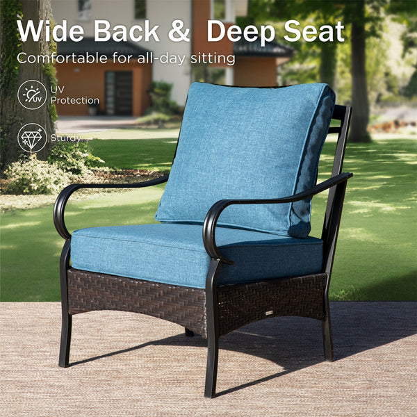 5-Seater Outdoor Metal and Rattan Cocoa Sofa Set wth Fire Pit Table