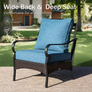 5-Seater Outdoor Metal and Rattan Cocoa Sofa Set with Coffee Table