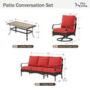 5-Seater Outdoor Metal and Rattan Cocoa Sofa Set with Coffee Table