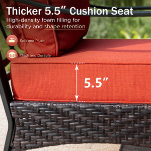 5-Seater Outdoor Metal and Rattan Cocoa Sofa Set wth Fire Pit Table