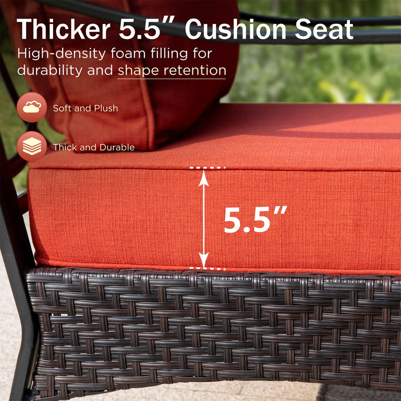 Phi Villa 5-Seater Outdoor Steel & Rattan Sofa Set With Coffee Table