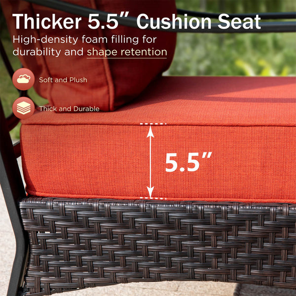 5-Seater Outdoor Metal and Rattan Cocoa Sofa Set wth Fire Pit Table