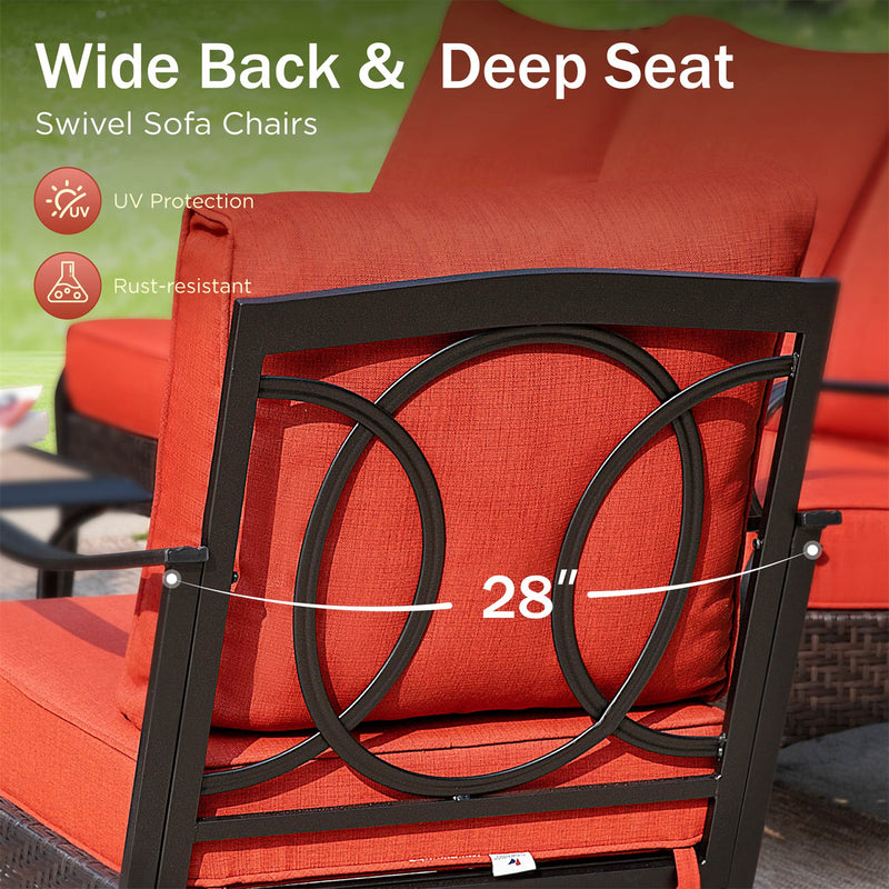 Phi Villa 5-Seater Outdoor Steel & Rattan Sofa Set With Coffee Table
