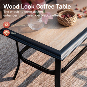 5-Seater Outdoor Metal and Rattan Cocoa Sofa Set with Coffee Table