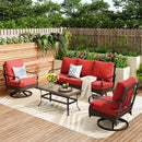 5-Seater Outdoor Metal and Rattan Cocoa Sofa Set with Coffee Table