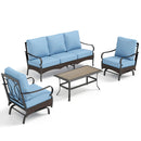 5-Seater Outdoor Metal and Rattan Cocoa Sofa Set with Coffee Table