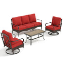 5-Seater Outdoor Metal and Rattan Cocoa Sofa Set with Coffee Table
