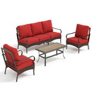 5-Seater Outdoor Metal and Rattan Cocoa Sofa Set with Coffee Table