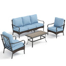 5-Seater Outdoor Metal and Rattan Cocoa Sofa Set with Coffee Table