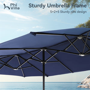 13ft Double-Sided Outdoor Umbrella with Adjustable Crank