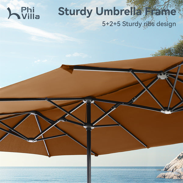13ft Double-Sided Outdoor Umbrella with Adjustable Crank