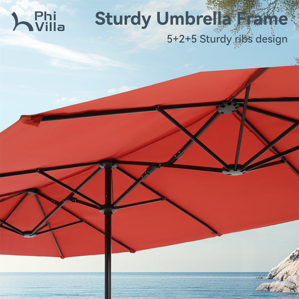 13ft Double-Sided Outdoor Umbrella with Adjustable Crank