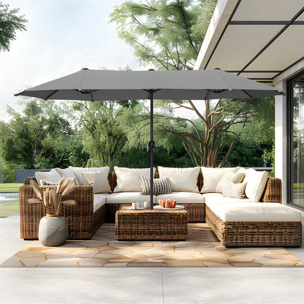 13ft Double-Sided Outdoor Umbrella with Adjustable Crank