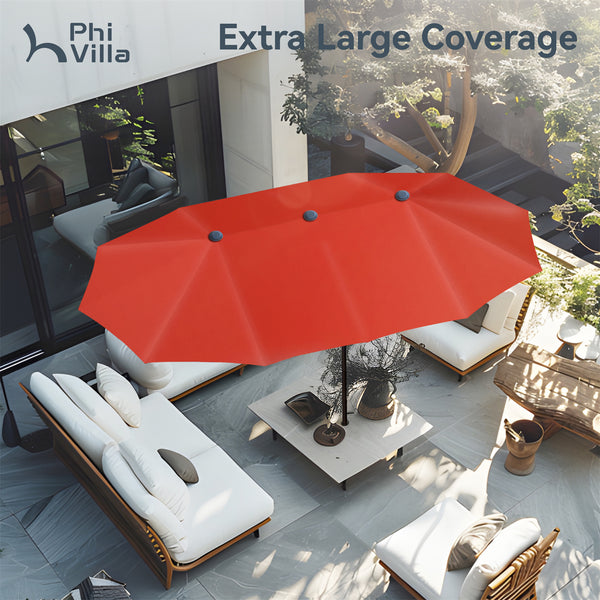 13ft Double-Sided Outdoor Umbrella with Adjustable Crank