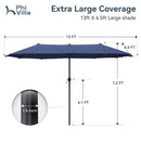 PHI VILLA 13ft 11-Color Double-Sided Outdoor Large Umbrella