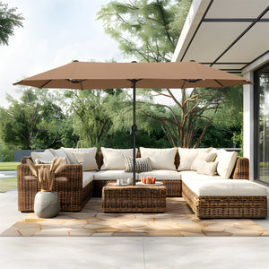 13ft Double-Sided Outdoor Umbrella with Adjustable Crank