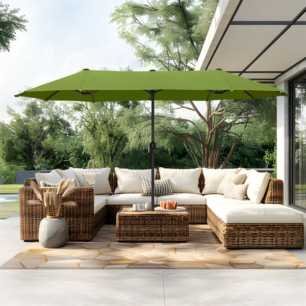 13ft Double-Sided Outdoor Umbrella with Adjustable Crank