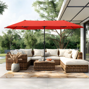13ft Double-Sided Outdoor Umbrella with Adjustable Crank
