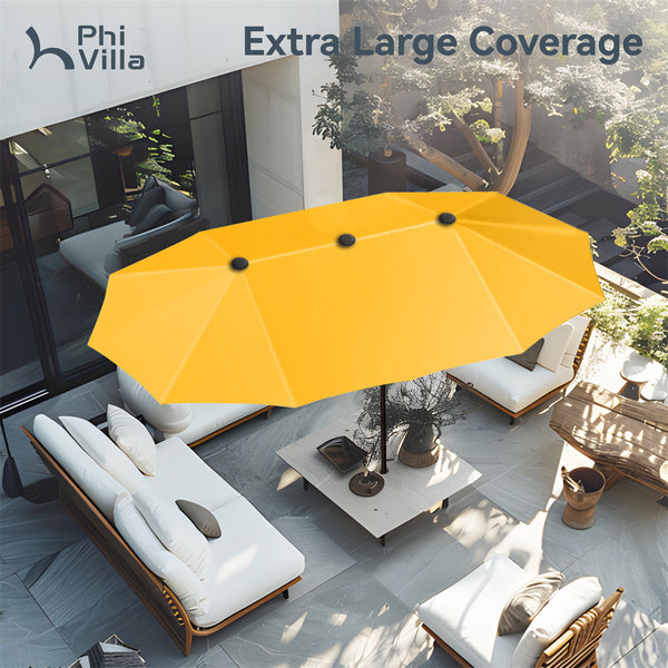 13ft Double-Sided Outdoor Umbrella with Adjustable Crank