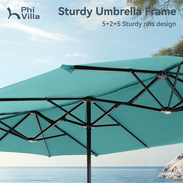 13ft Double-Sided Outdoor Umbrella with Adjustable Crank