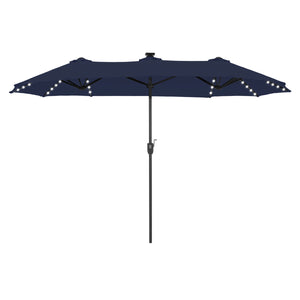 belavi patio umbrella 13ft Solar Double-Sided Patio Twin Umbrella with Led Lights