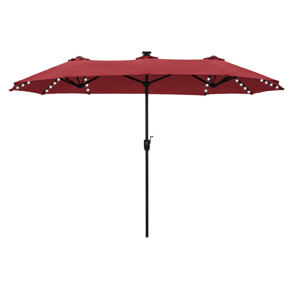 13ft Solar Double-Sided Patio Twin Umbrella with Led Lights