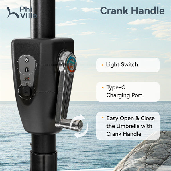 13ft Solar Double-Sided Patio Twin Umbrella with Led Lights