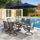 PHI VILLA 13Ft Double-Sided Umbrella - Solar Powered LED Lights, Adjustable Crank, and Durable Construction