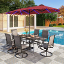 PHI VILLA 13Ft Double-Sided Umbrella - Solar Powered LED Lights, Adjustable Crank, and Durable Construction
