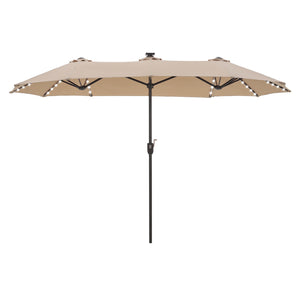 13ft Solar Double-Sided Patio Twin Umbrella with Led Lights