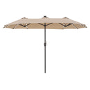PHI VILLA 13Ft Double-Sided Umbrella - Solar Powered LED Lights, Adjustable Crank, and Durable Construction