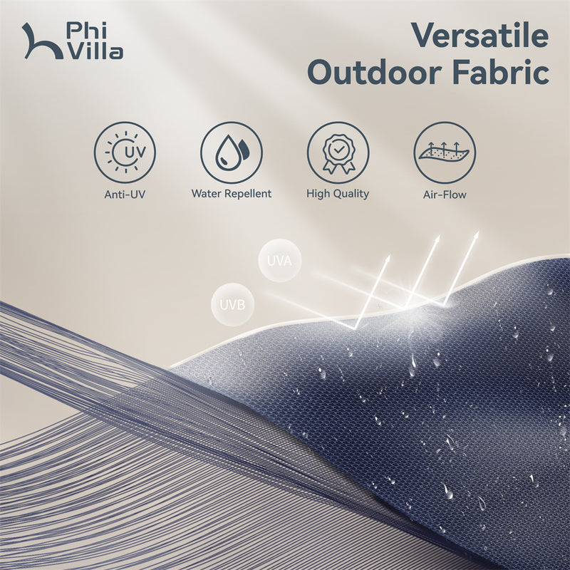 PHI VILLA 13Ft Double-Sided Umbrella - Solar Powered LED Lights, Adjustable Crank, and Durable Construction