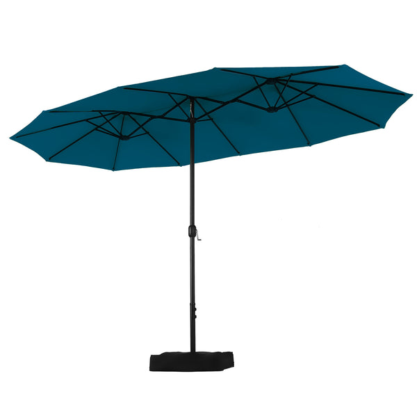 big y patio umbrella 15ft Double-Sided Patio Extra Large Twin Umbrella with Base