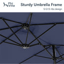 PHI VILLA 15ft 11-Color Double-Sided Patio Extra Large Twin Umbrella