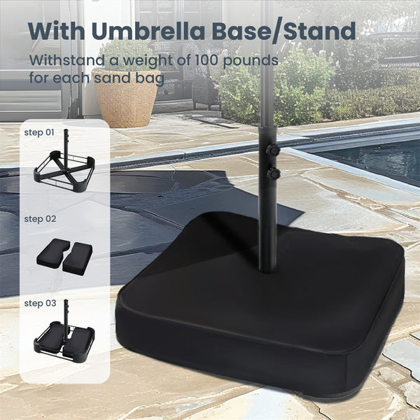 15ft Solar Double-Sided Patio Extra Large Twin Umbrella with Led Lights and Base