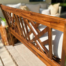 PHI VILLA 2 Seat Outdoor Wooden Brown Bench With Curved Wide Armrest Porch Chair